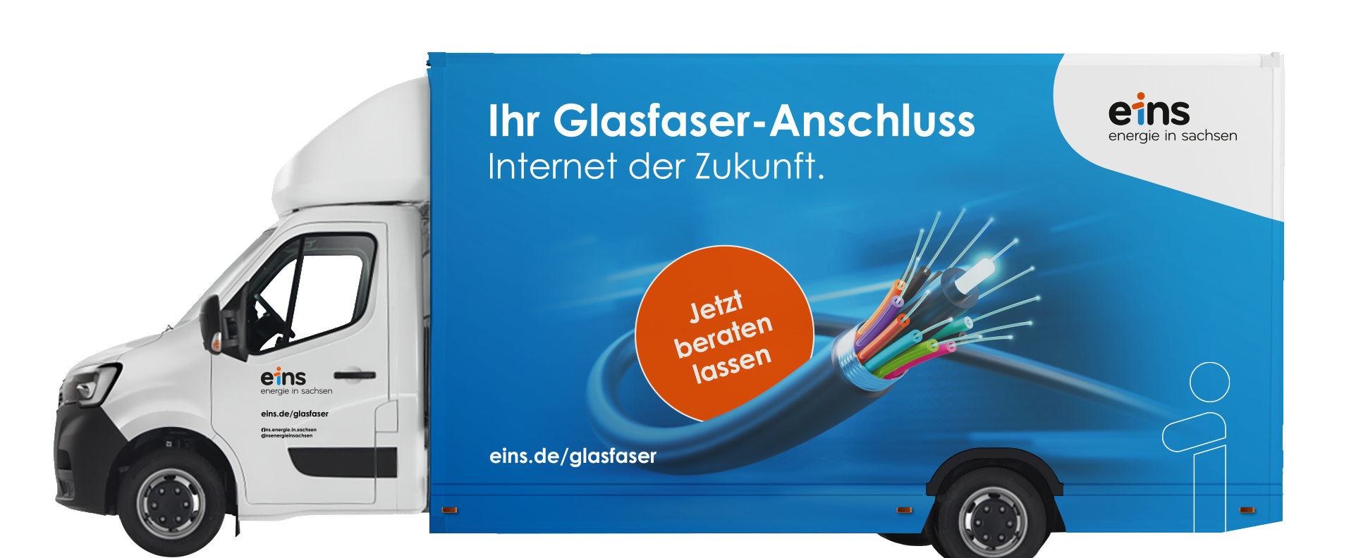 Die Seitenansicht vom eins-Glasfasermobil